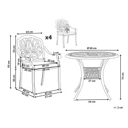 Zestaw ogrodowy dla 4 osób ANCONA z poduszkami Metal Czarny