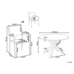Zestaw ogrodowy dla 4 osób MALETTO/GROSSETO Metal Efekt marmuru Szary