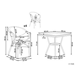 Zestaw ogrodowy dla 4 osób CASPRI II Metal Szary