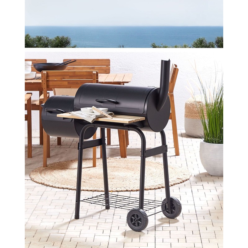 Grill węglowy SATAH Z wędzarnią Metal Czarny