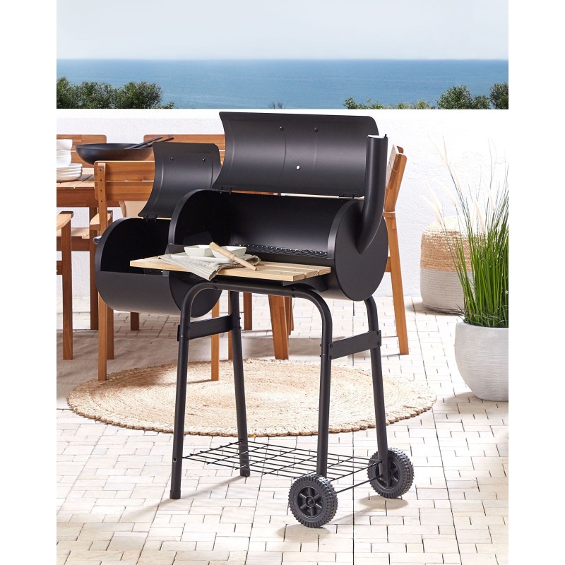 Grill węglowy SATAH Z wędzarnią Metal Czarny