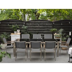 Zestaw ogrodowy dla 8 osób GROSSETO Blat dzielony Granit Polerowany Czarny/ szary