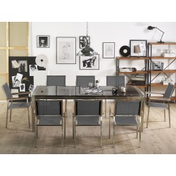 Zestaw ogrodowy dla 8 osób GROSSETO Blat dzielony Granit Polerowany Czarny/ szary