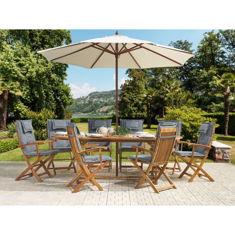 Zestaw ogrodowy dla 8 osób MAUI Drewno akacjowe Szary