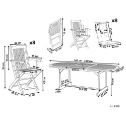 Zestaw ogrodowy dla 8 osób MAUI II z poduszkami Drewno akacjowe Szary