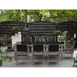 Zestaw ogrodowy dla 8 osób GROSSETO Blat dzielony Granit Polerowany Czarny