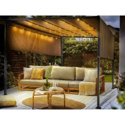 Pawilon ogrodowy LED PARGA Metal 310 cm 310 cm Brązowy