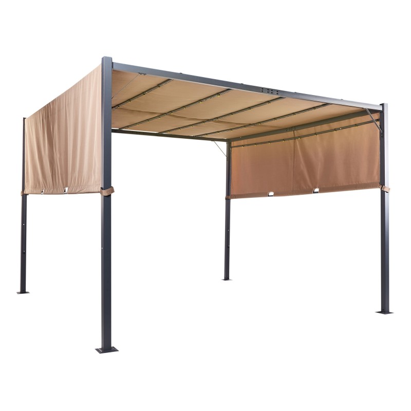 Pawilon ogrodowy LED PARGA Metal 310 cm 310 cm Brązowy