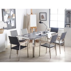 Zestaw ogrodowy dla 6 osób GROSSETO Blat dzielony Bazalt Płomieniowany Czarny