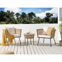 Zestaw mebli balkonowych z poduszkami GARGANO Technorattan Naturalny
