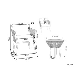 Zestaw mebli balkonowych z poduszkami GARGANO Technorattan Naturalny