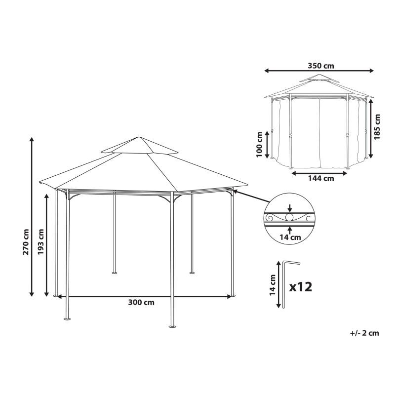 Pawilon ogrodowy PORTEL Metal 350 cm 350 cm Grafitowy