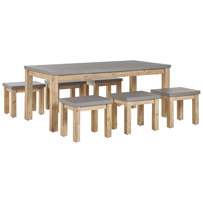 Zestaw ogrodowy ze stołkami dla 6 osób OSTUNI Beton Szary