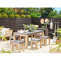 Zestaw ogrodowy ze stołkami dla 6 osób OSTUNI Beton Szary