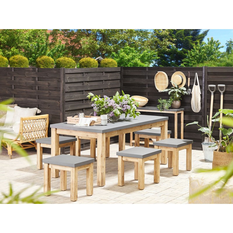 Zestaw ogrodowy ze stołkami dla 6 osób OSTUNI Beton Szary