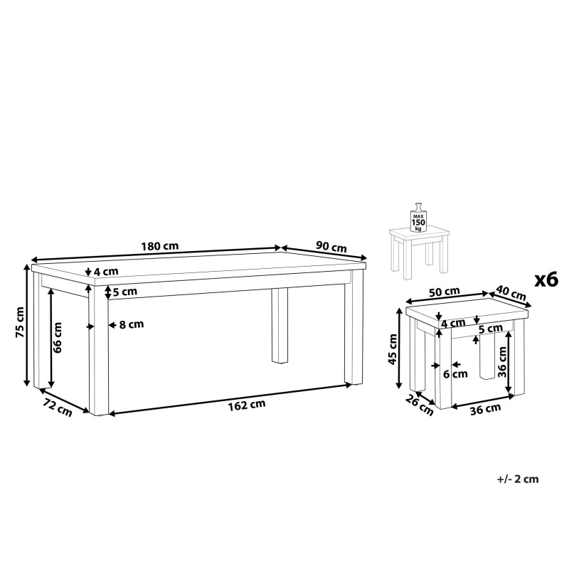 Zestaw ogrodowy ze stołkami dla 6 osób OSTUNI Beton Szary