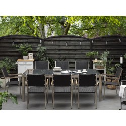 Zestaw ogrodowy dla 8 osób GROSSETO Blat dzielony Granit Polerowany Szary/ czarny