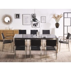 Zestaw ogrodowy dla 8 osób GROSSETO Blat dzielony Granit Polerowany Szary/ czarny