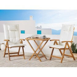Zestaw mebli balkonowych z poduszkami Składane JAVA Drewno Złamana biel