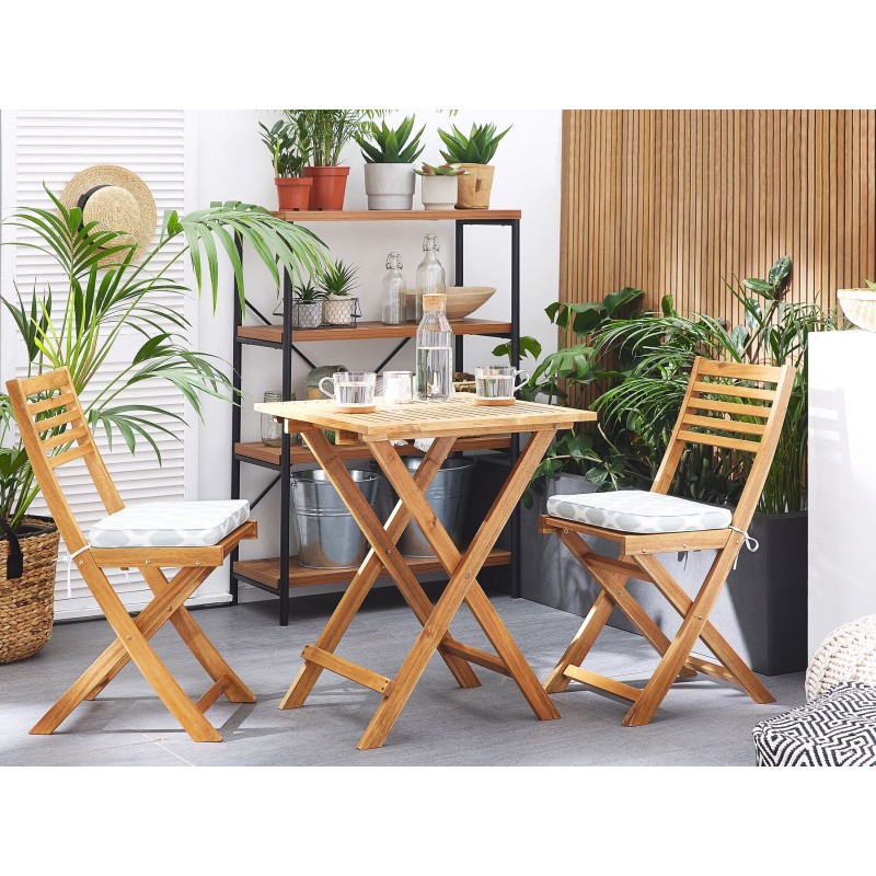 Zestaw mebli balkonowych z poduszkami Składane FIJI Drewno Miętowy