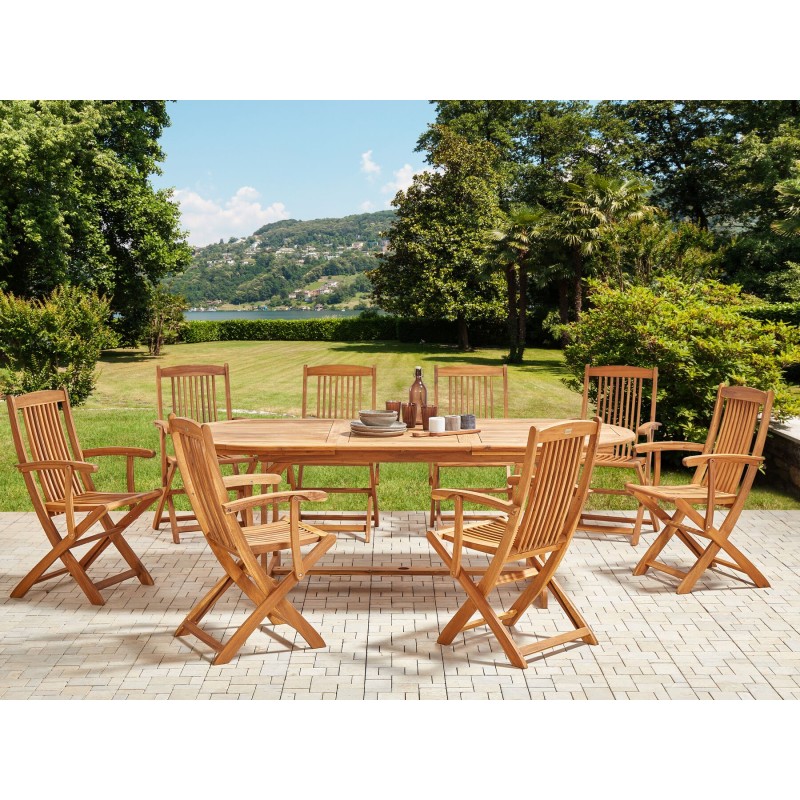 Zestaw ogrodowy dla 8 osób MAUI II Drewno akacjowe Jasnobrązowy