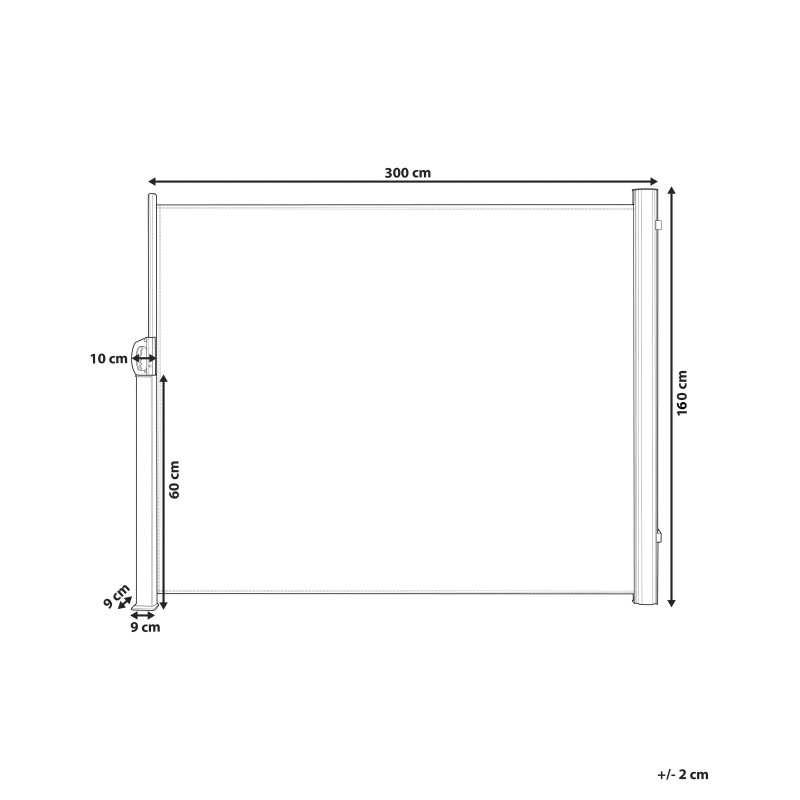 Markiza boczna DORIO 305 cm 160 cm Jasnoszary