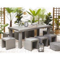 Zestaw ogrodowy ze stołkami dla 6 osób TARANTO Beton Szary