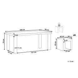Zestaw ogrodowy ze stołkami dla 6 osób TARANTO Beton Szary