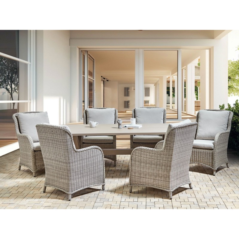 Zestaw ogrodowy dla 6 osób CASCAIS z poduszkami Technorattan Beżowy