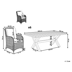 Zestaw ogrodowy dla 6 osób CASCAIS z poduszkami Technorattan Beżowy