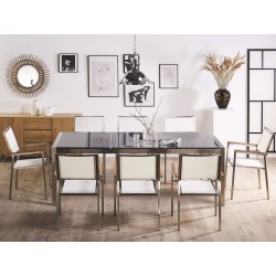 Zestaw ogrodowy dla 8 osób GROSSETO Blat dzielony Granit Polerowany Szary/ biały