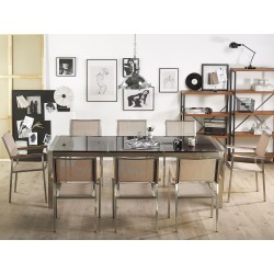 Zestaw ogrodowy dla 8 osób GROSSETO Blat dzielony Granit Polerowany Czarny/ beżowy