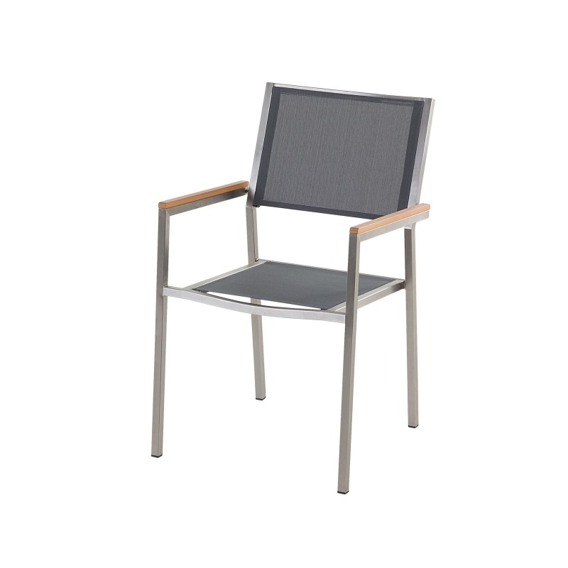 Zestaw ogrodowy dla 6 osób COSOLETO/GROSSETO Szkło hartowane Efekt marmuru Szary