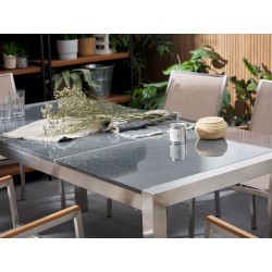 Zestaw ogrodowy dla 6 osób GROSSETO Blat dzielony Granit Polerowany Szary/ czarny