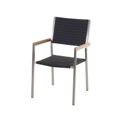 Zestaw ogrodowy dla 6 osób GROSSETO Blat dzielony Granit Polerowany Szary/ czarny