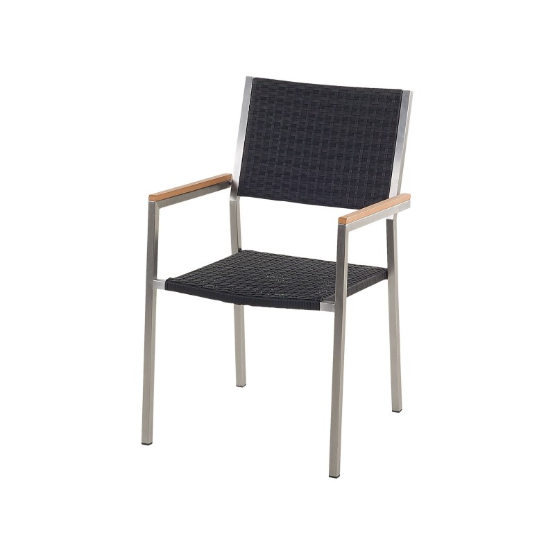 Zestaw ogrodowy dla 6 osób GROSSETO Blat dzielony Granit Polerowany Szary/ czarny