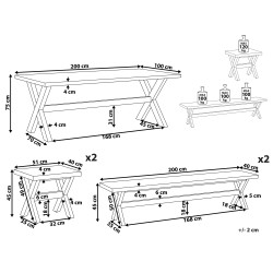 Zestaw ogrodowy z ławkami i stołkami dla 8 osób OLBIA Beton Szary