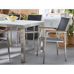 Zestaw ogrodowy dla 6 osób GROSSETO Blat dzielony Granit Polerowany Czarny/ szary