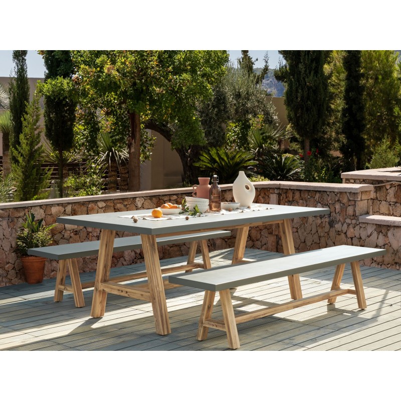 Zestaw ogrodowy z ławkami dla 6 osób TONNARE Beton Szary