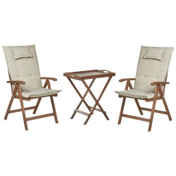 Zestaw mebli balkonowych z poduszkami Składane AMANTEA Drewno Beżowoszary
