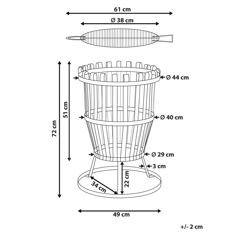 Palenisko ogrodowe z grillem PULO Metal Czarny