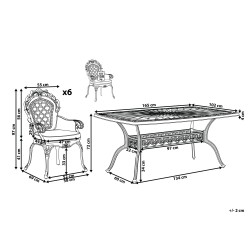 Zestaw ogrodowy dla 6 osób LIZZANO z poduszkami Metal Ciemnobrązowy