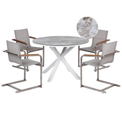 Zestaw ogrodowy dla 4 osób MALETTO/COSOLETO Metal Biały marmur