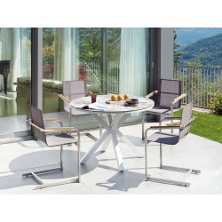 Zestaw ogrodowy dla 4 osób MALETTO/COSOLETO Metal Biały marmur