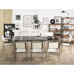 Zestaw ogrodowy dla 8 osób GROSSETO Blat dzielony Granit Polerowany Czarny/ biały