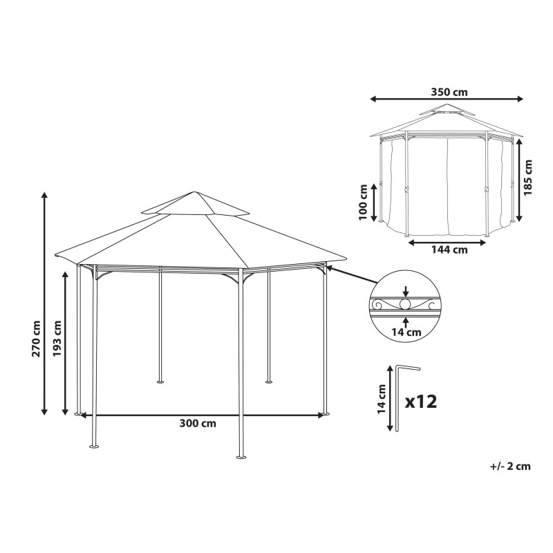 Pawilon ogrodowy PORTEL Metal 350 cm 350 cm Beżowy
