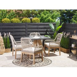 Zestaw ogrodowy dla 4 osób OLBIA z poduszkami Beton Beżowy