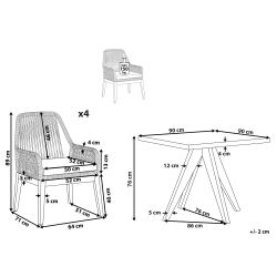 Zestaw ogrodowy dla 4 osób OLBIA z poduszkami Beton Beżowy