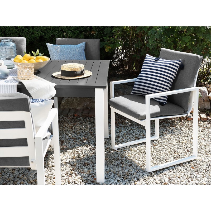 Zestaw ogrodowy dla 8 osób PANCOLE z poduszkami Metal Szary