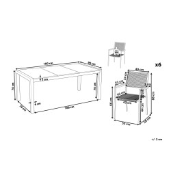 Zestaw ogrodowy dla 6 osób GROSSETO Blat dzielony Granit Polerowany Czarny